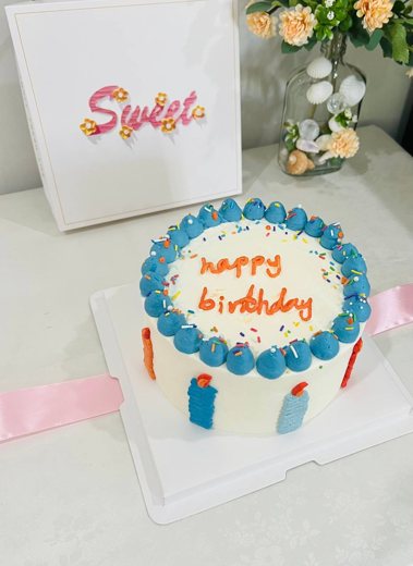 蓝边生日蛋糕 (1007)