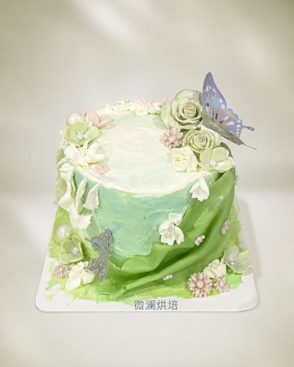青绿花蝶蛋糕 (1125)