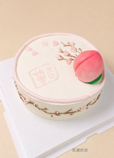 寿桃祝寿奶油蛋糕 (1113)
