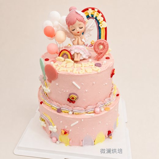粉萌天使生日蛋糕 (1070)