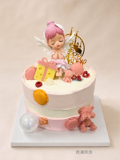 粉色天使生日蛋糕 (1079)