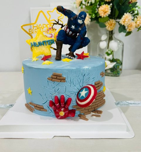 美国队长主题生日蛋糕 (1045)